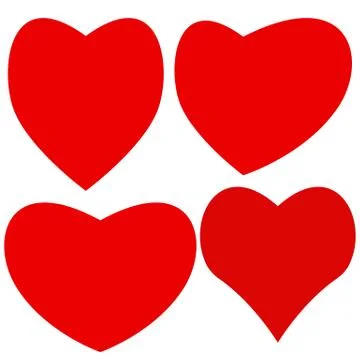 Set of four different hearts on white background Illustrazione stock