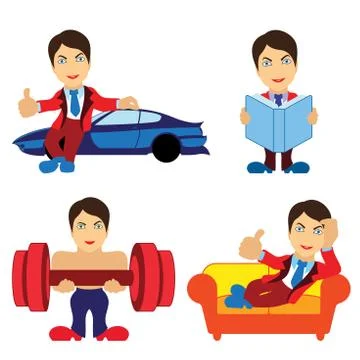 Set of four different men Stock Illustration