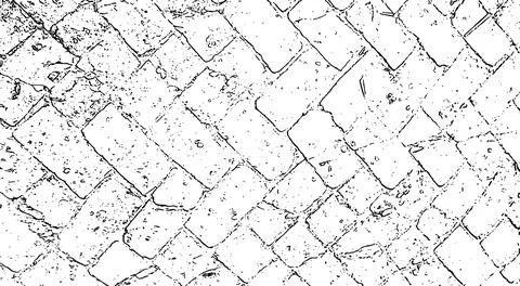 A set of four different textures of brick wall, drawing of a brick wall, Stock Illustration
