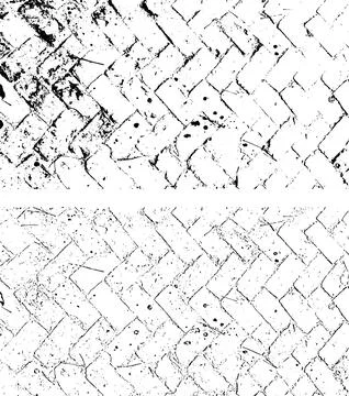 A set of four different textures of brick wall, drawing of a brick wall, Stock Illustration