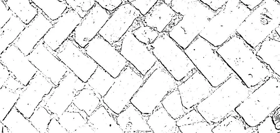 A set of four different textures of brick wall, drawing of a brick wall, Stock Illustration