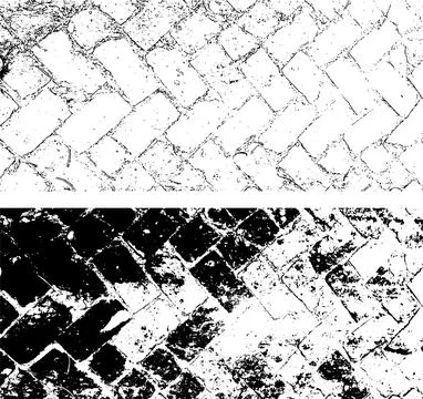 A set of four different textures of brick wall, drawing of a brick wall, Stock Illustration