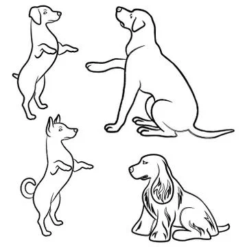 Set of four dogs Stock Illustration