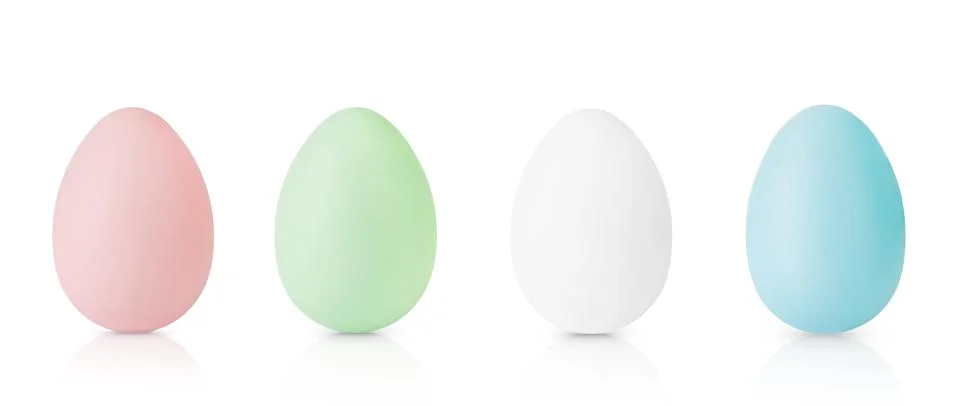 Set of four Easter egg decorative pastel blue, green, pink and white colors i Stock Photos