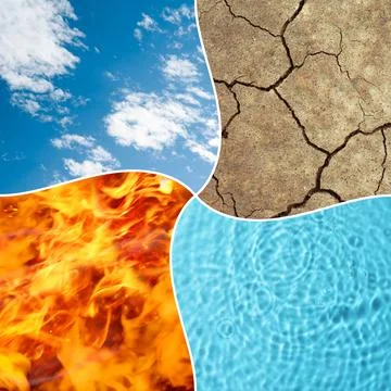 Set of four elements: Air, Earth, Fire and Water Stock Photos