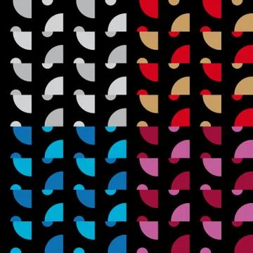 Set four fantasy patterns with black grey pink red brown and blue decorations Stock Illustration