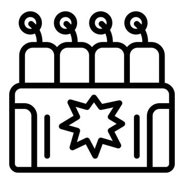 Set of four fireworks standing in a box ready to explode for a festive occasion Illustrazione stock