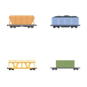 Set of four flat design freight train cars Illustrazione stock
