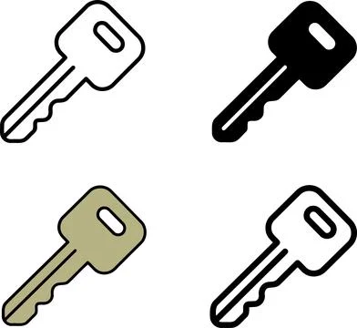 Set of Four Flat Design Keys in Different Colors 스톡 일러스트