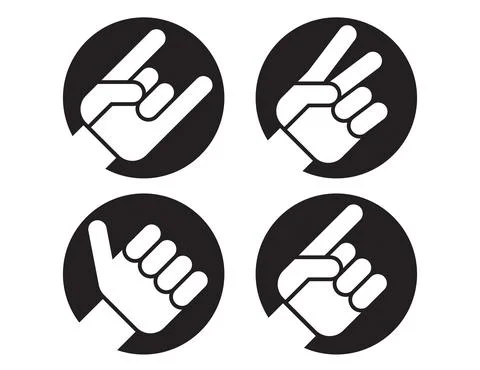Set of four flat hand gesture vector icons. Stock Illustration