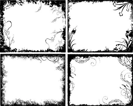 Set of four frames in grunge style 스톡 일러스트