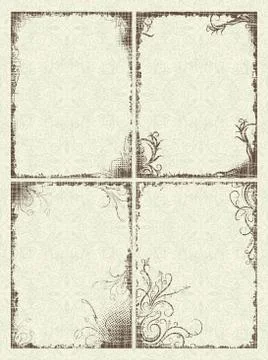 Set of four frames in grunge style. Stock Illustration