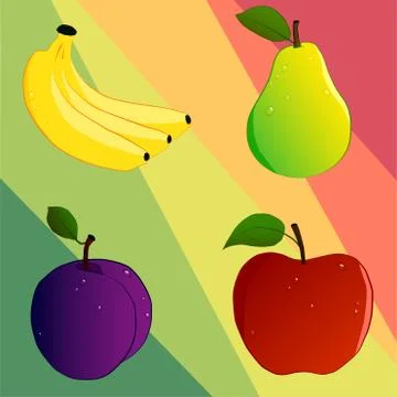 Set of four fruit Stock Illustration