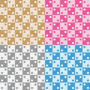 Set four fun grey pink brown and blue geometric patterns Stock Illustration