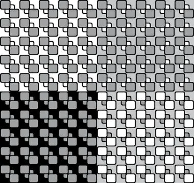 Set four fun patterns with black grey and white decorations Stock Illustration