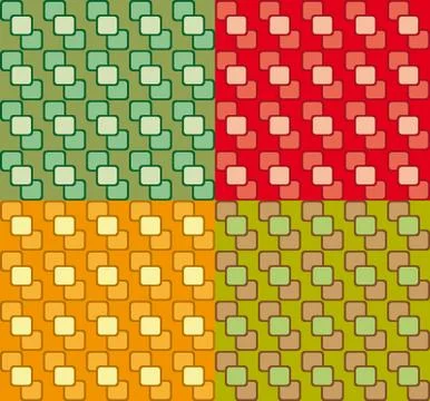 Set four fun patterns with green red brown and orange decorations Stockillustratie
