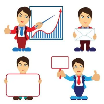 Set of four gentlemen Stock Illustration