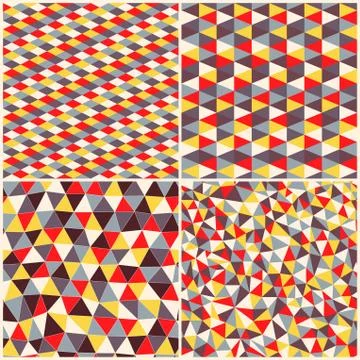 Set of four geometric pattern. texture with triangles, rhombs.mosaic. abstrac Stock Illustration