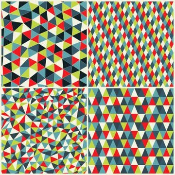 Set of four geometric pattern. texture with triangles, rhombs.mosaic. abstrac Stock Illustration