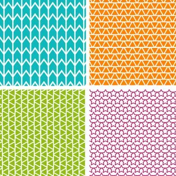 Set of four geometric patterns. Collection of different abstract patterns. Ep Stock Illustration
