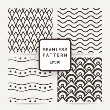Set of four geometric seamless pattern. Stock Illustration