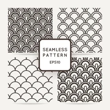 Set of four geometric seamless pattern. Stock Illustration