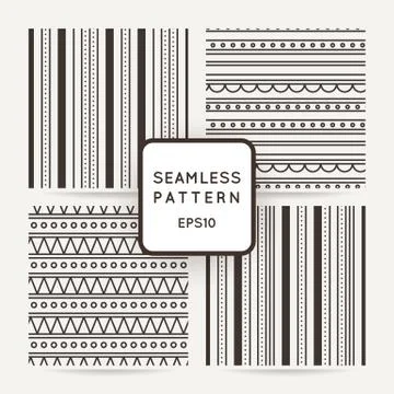 Set of four geometric seamless pattern. Stock Illustration
