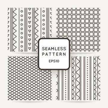 Set of four geometric seamless pattern. Stock Illustration