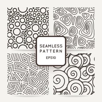 Set of four geometric seamless pattern. Stock Illustration