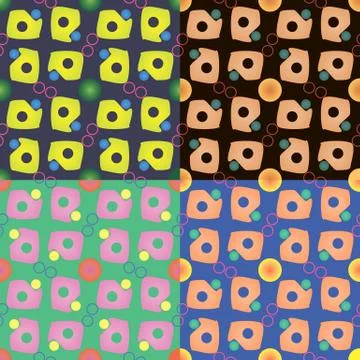 Set of four geometric seamless patterns Illustration
