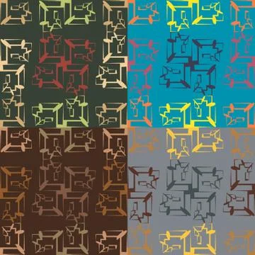 Set of four geometric seamless patterns Illustration