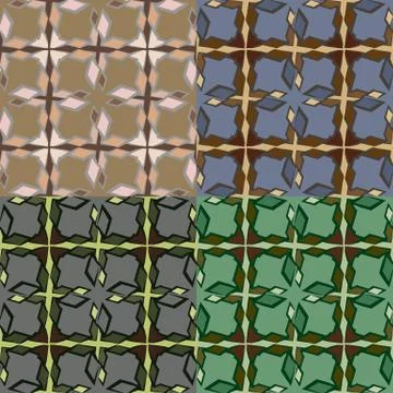 Set of four geometric seamless patterns Illustration