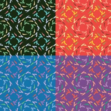 Set of four geometric seamless patterns Illustration
