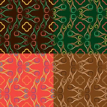 Set of four geometric seamless patterns Illustration