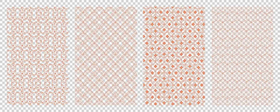 Set of Four Geometric Seamless Patterns in Soft Peach . Stock Photos