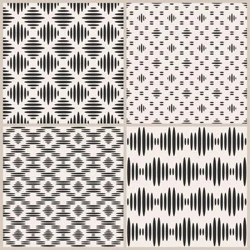 Set of four geometric vector seamless patterns Stock Illustration