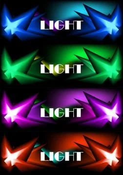 Set of four glowing banners for web, vector illustration Illustration