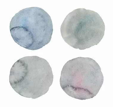 Set of four gray vector watercolor textured dots. Stock Illustration