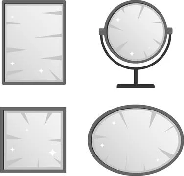 Set of four grey bathroom vanity table mirror icons collection vector flat Illustrazione stock