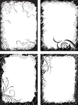 Set of four grunge-styled frames Stock-Illustration