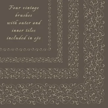 Set of four hand drawn brushes Stock Illustration