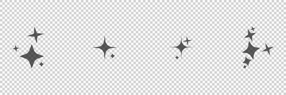 Set of four hand drawn sparkle star icons isolated on white background 스톡 일러스트