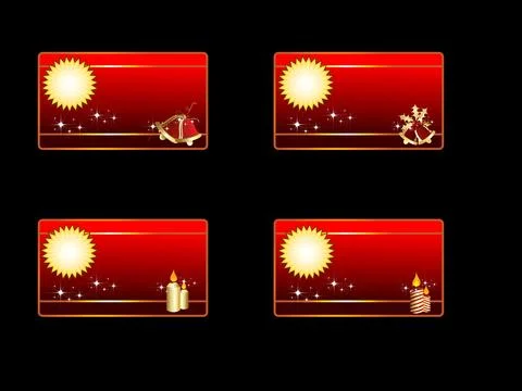 Set of four headers in red color for Christmas &amp; other occasions. Illustrazione stock