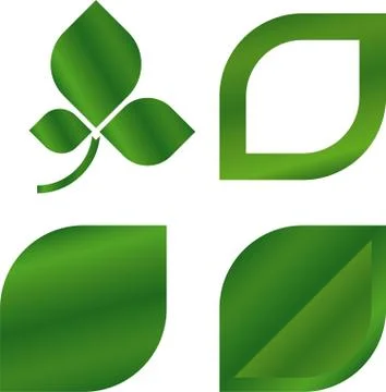 Set of four icons about environment leaf. Stock Illustration