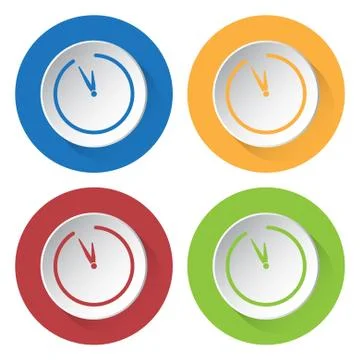 Set of four icons with clock Stock Illustration