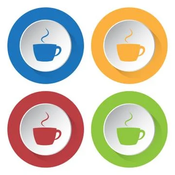 Set of four icons with cup Stock Illustration