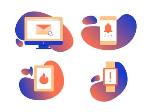 Set of four icons on gradient background. Stockillustratie