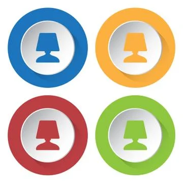 Set of four icons with lamp Stock Illustration