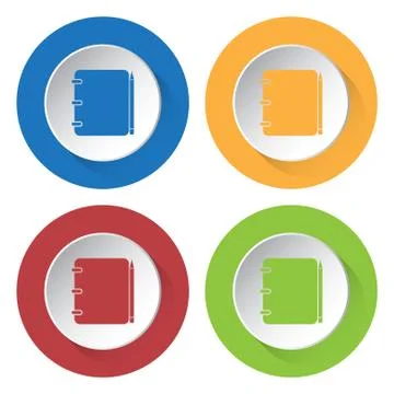 Set of four icons - notepad with pencil Stock Illustration