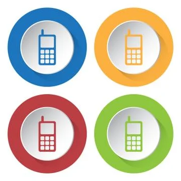 Set of four icons - old mobile phone with antenna Stock Illustration
